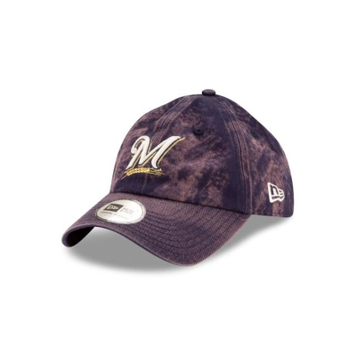 Blue Milwaukee Brewers Hat - New Era MLB Hand Brush Wash Casual Classic Adjustable Caps USA2016734